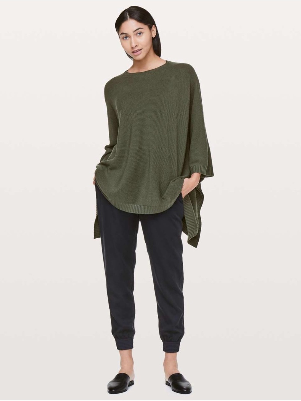 LULULEMON DIVINITY SCARF FALL GREEN CASHMERE BLEND SOFT PONCHO TOP OS OSFA